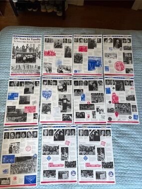 150 Years for Equality Women’s Rights Timeline Poster Set - Red, Blue, Black